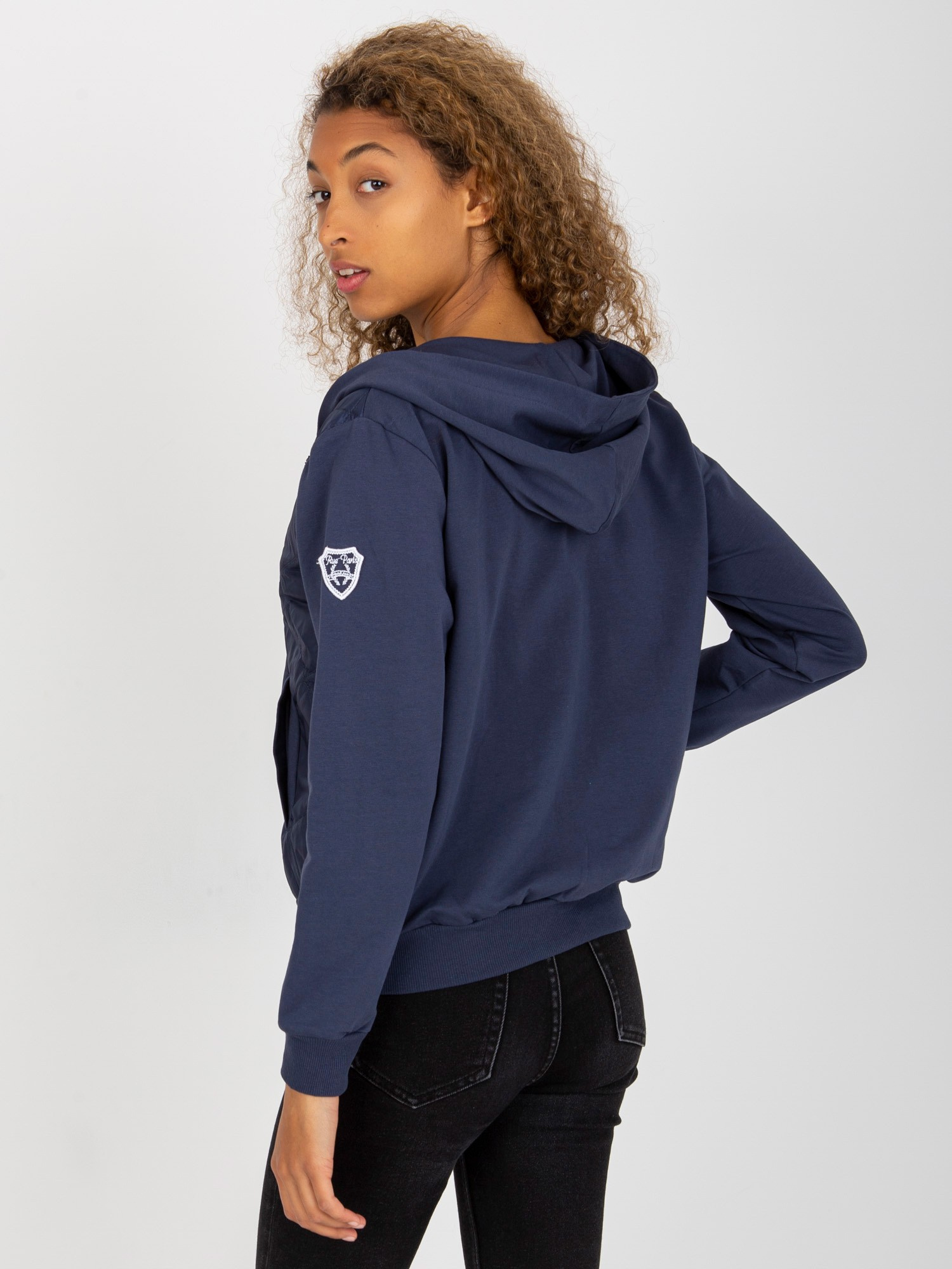 RUE PARIS Sötétkék steppelt bomber kabát RV-BL-8226.11X-dark blue