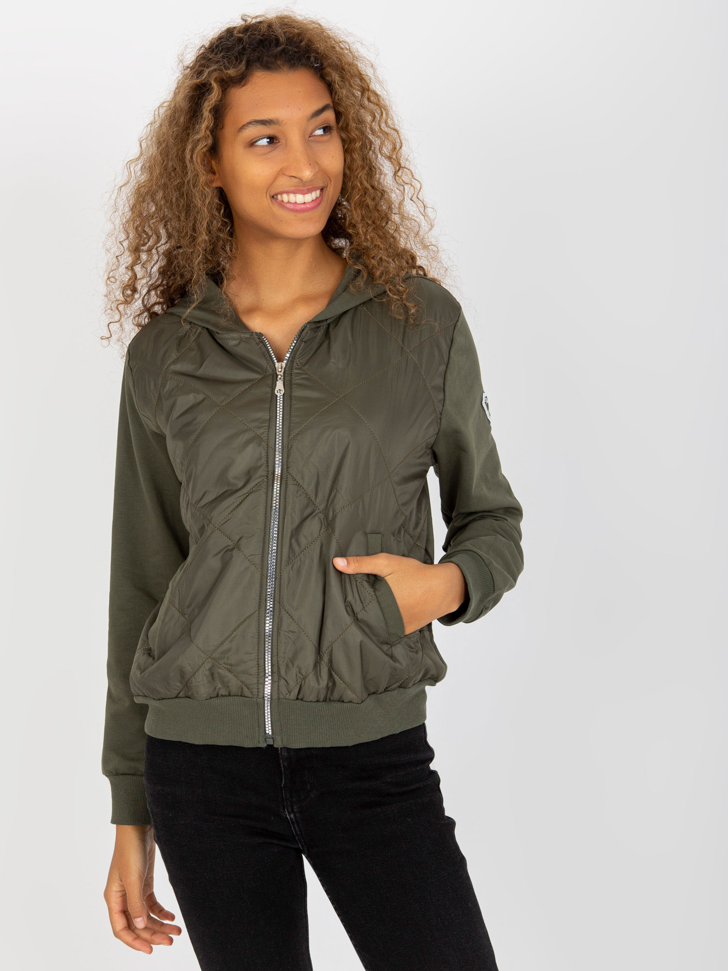 RUE PARIS Khaki steppelt bomber kabát -RV-BL-8226.11X-khaki