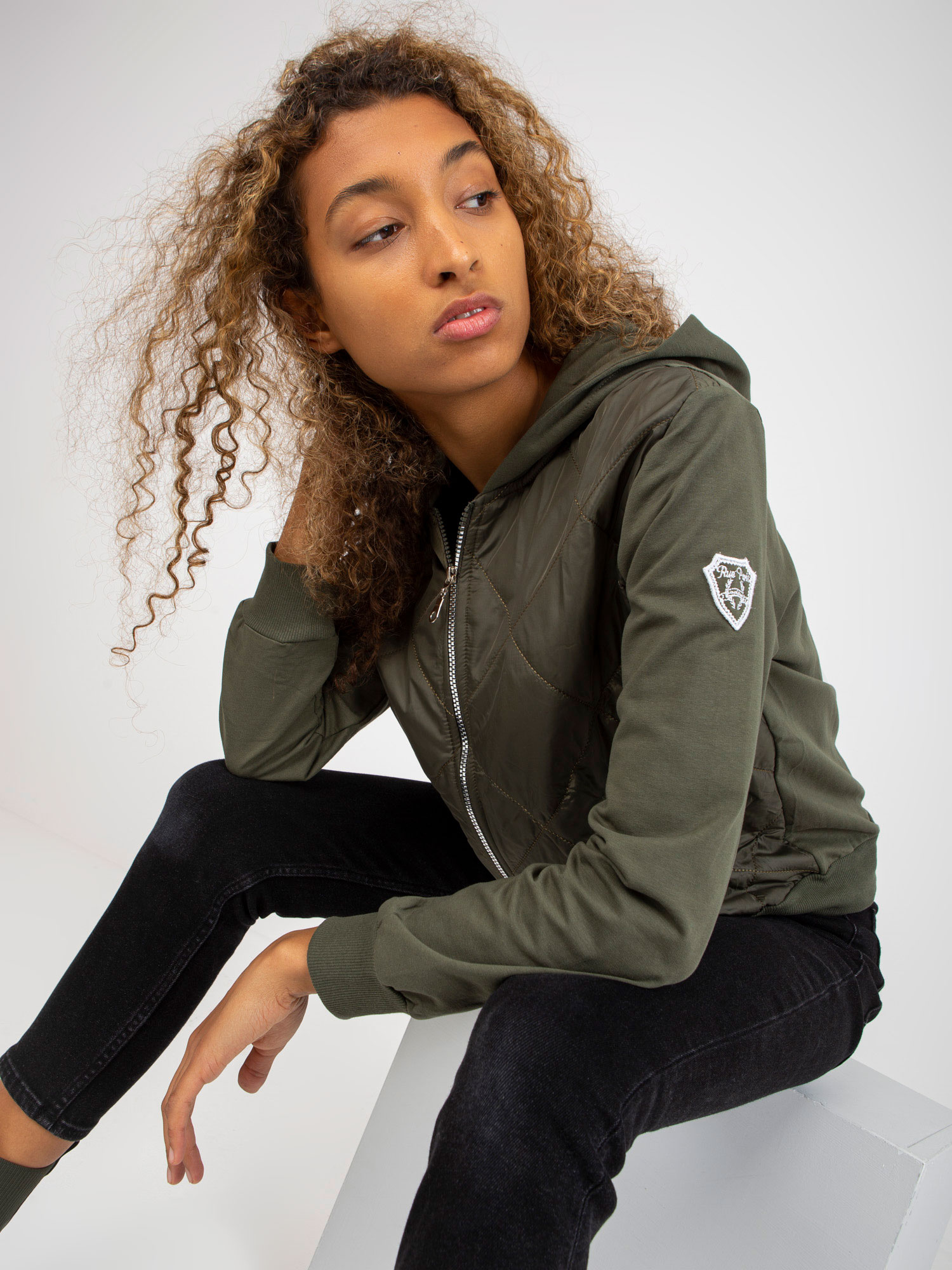 RUE PARIS Khaki steppelt bomber kabát -RV-BL-8226.11X-khaki