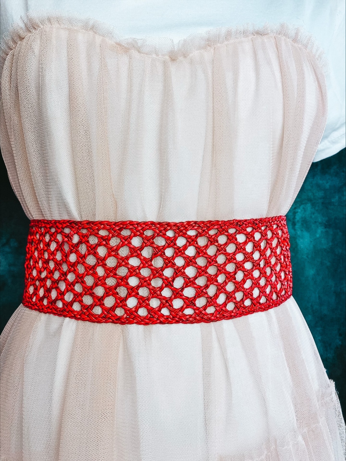 Webmoda Női kötött öv megkötővel - piros - UNI