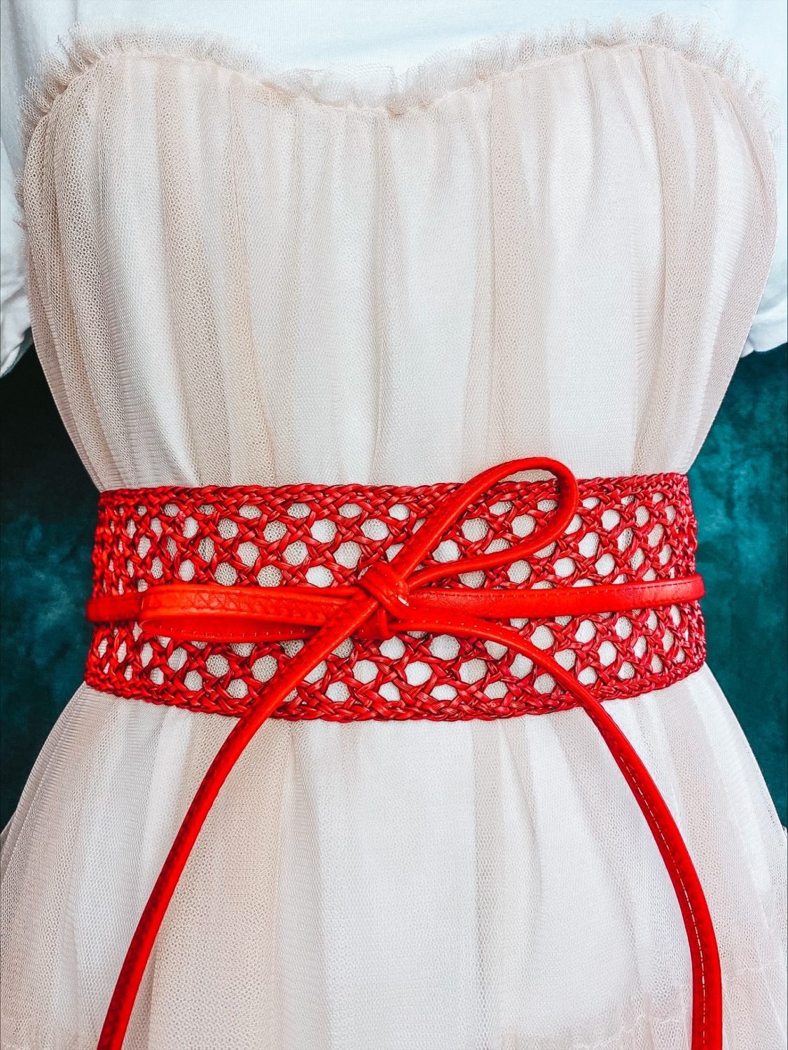 Webmoda Női kötött öv megkötővel - piros - UNI