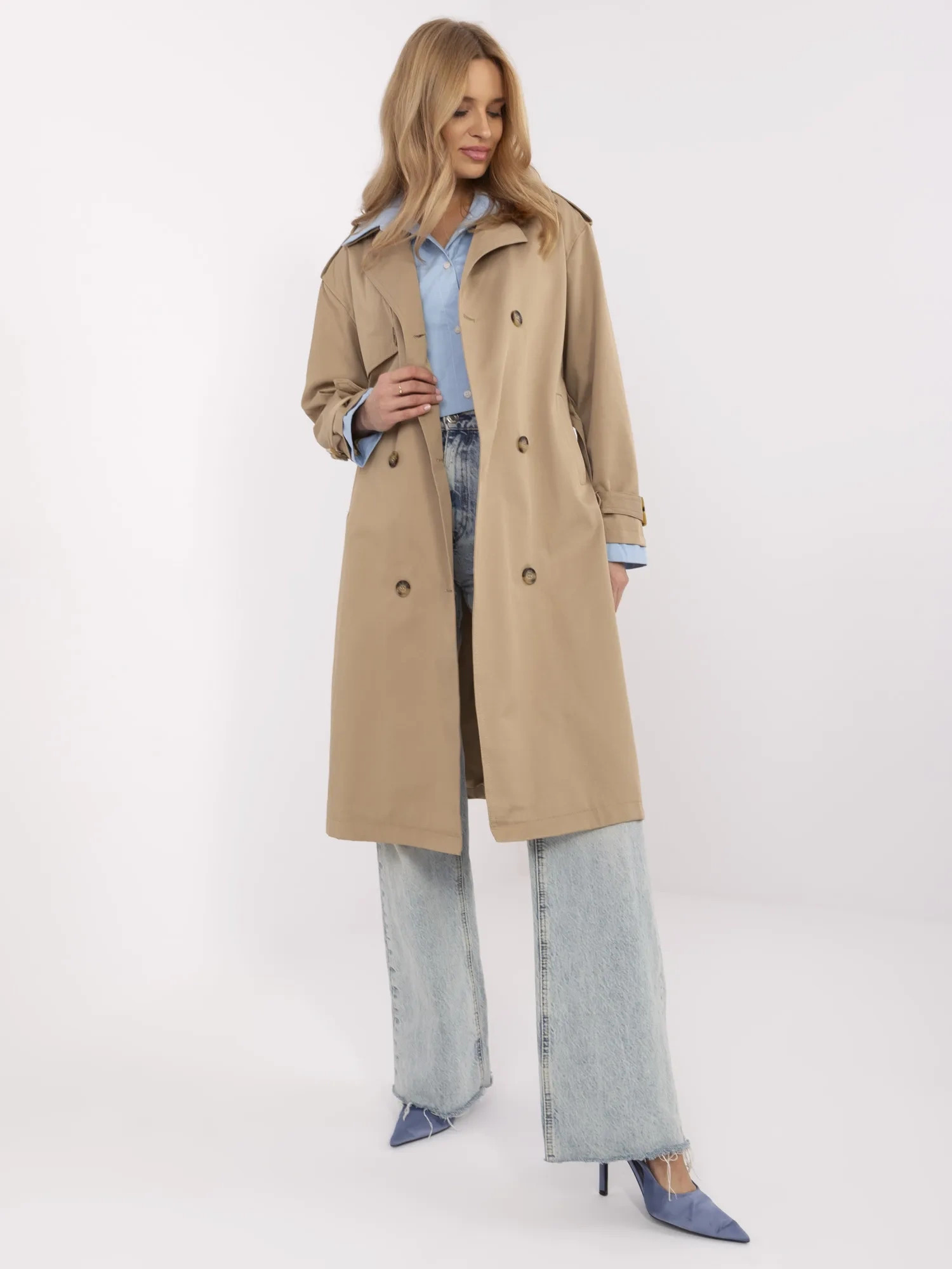 BASIC Bézs női trench kabát NM-PL-DD0369-C.81-dark beige