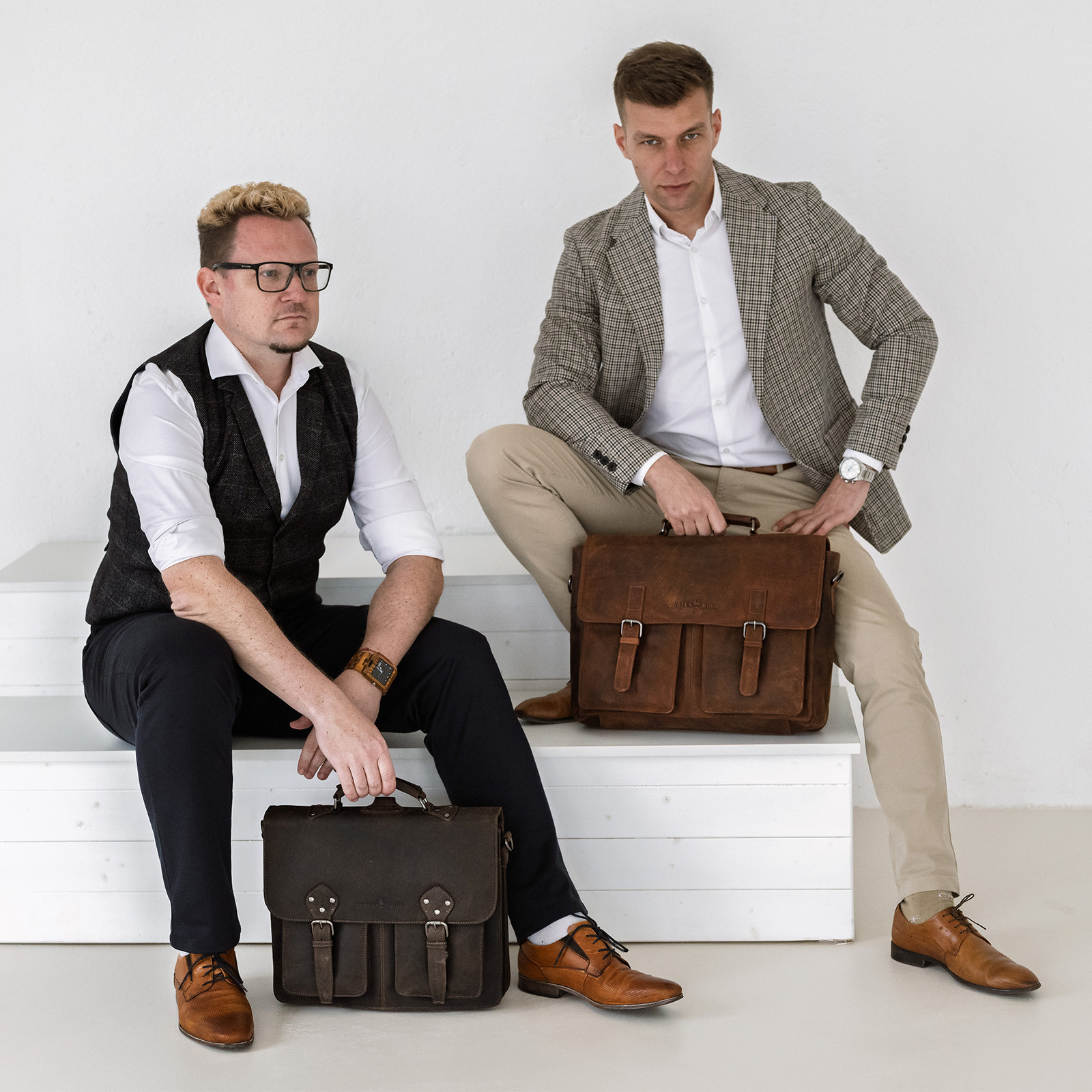 Férfi bőr aktatáska Greenwood Celestin - barna