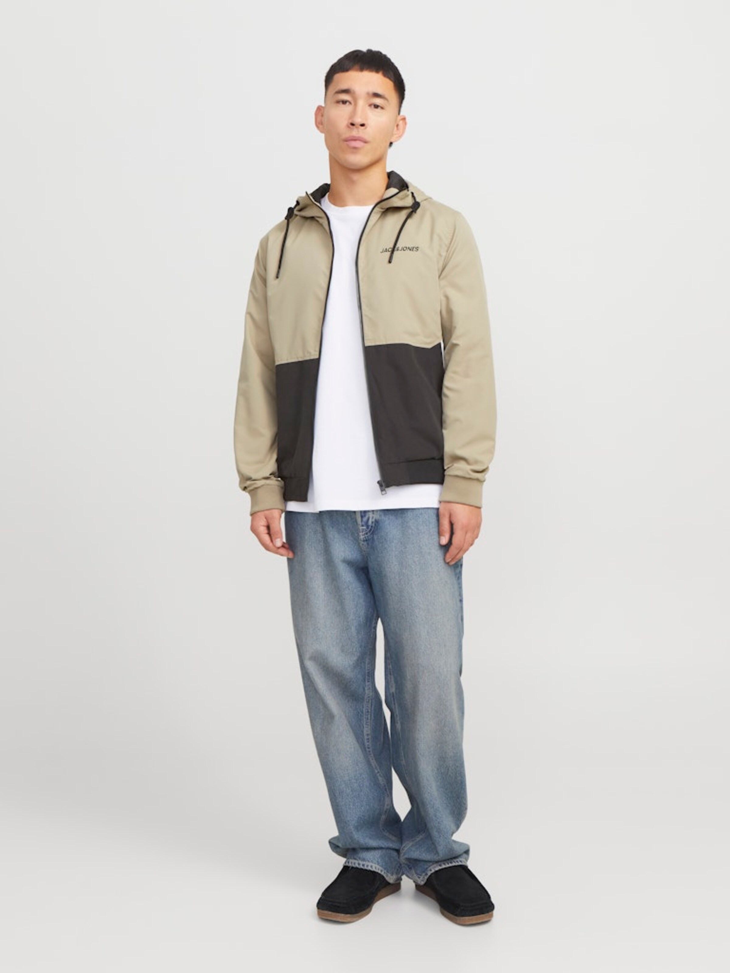 JACK & JONES Átmeneti dzseki 'JJERush' világosbarna / fekete