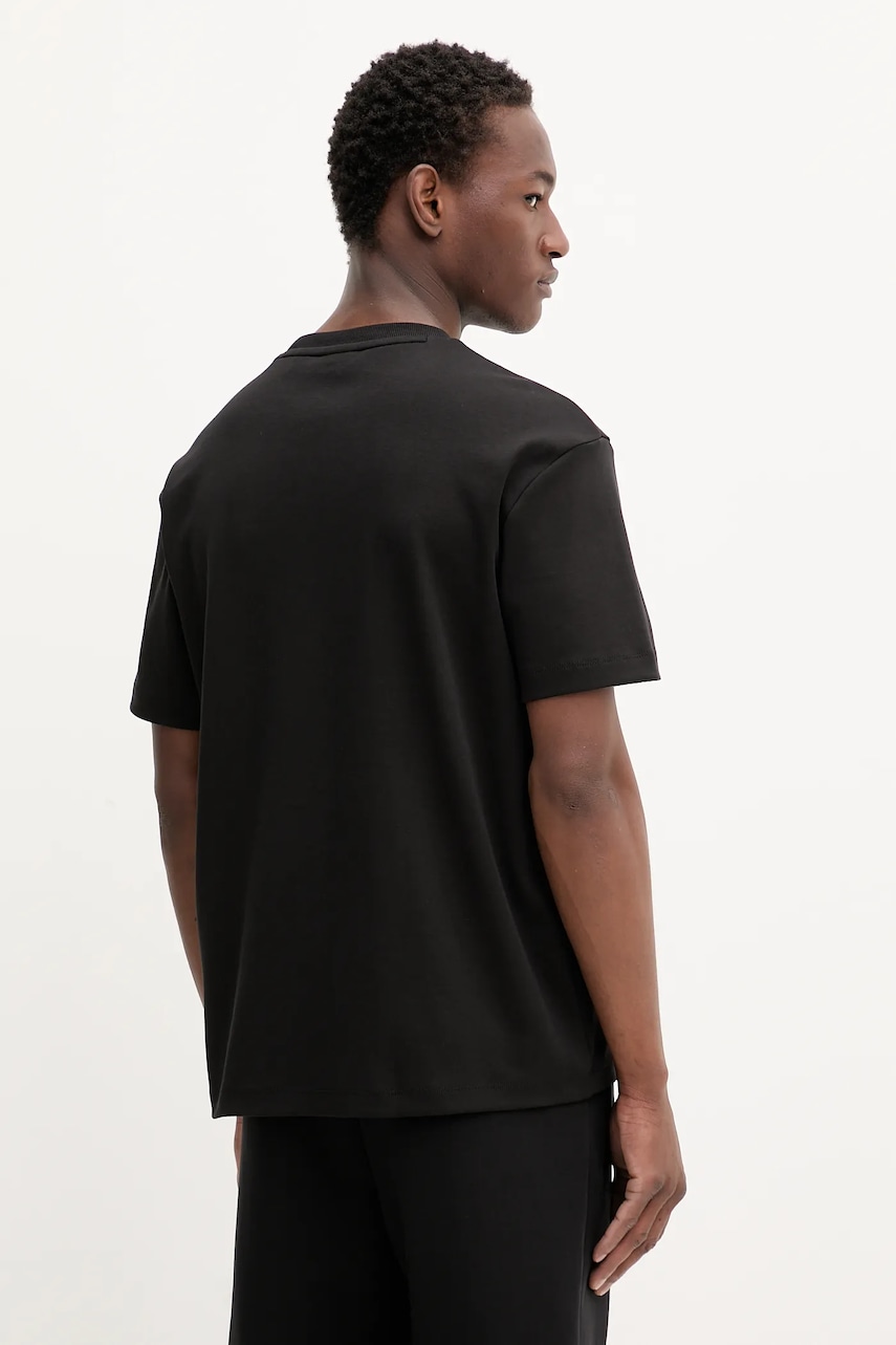 HUGO pamut póló barna, sima, 50505201