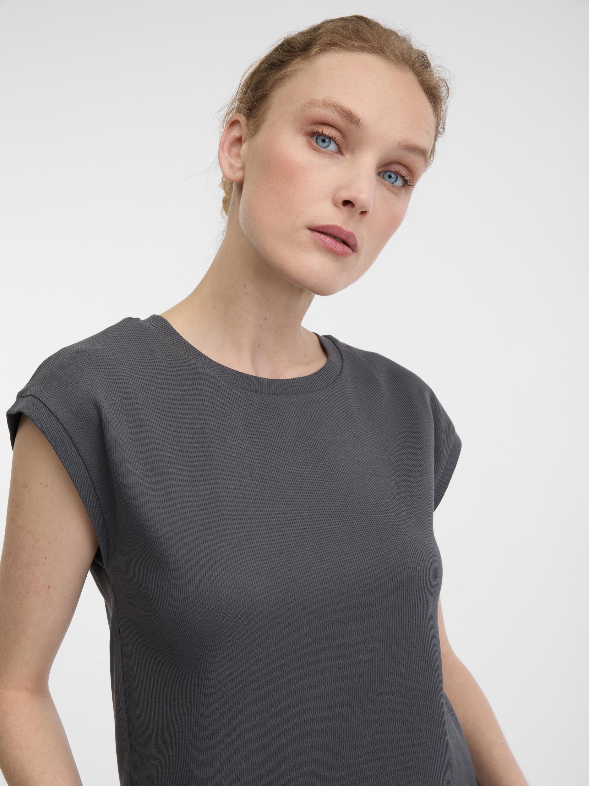 Grey women's crop t-shirt with short sleeves ORSAY - Women's