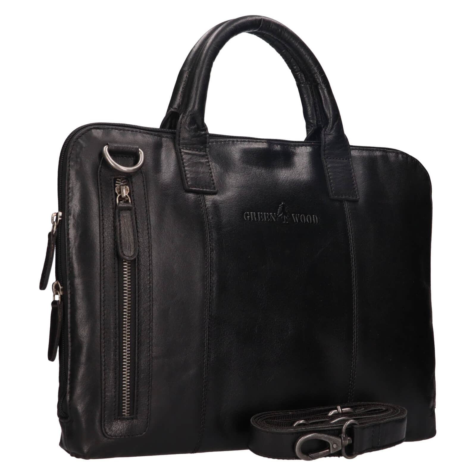 Greenwood Bern bőr laptop táska - fekete
