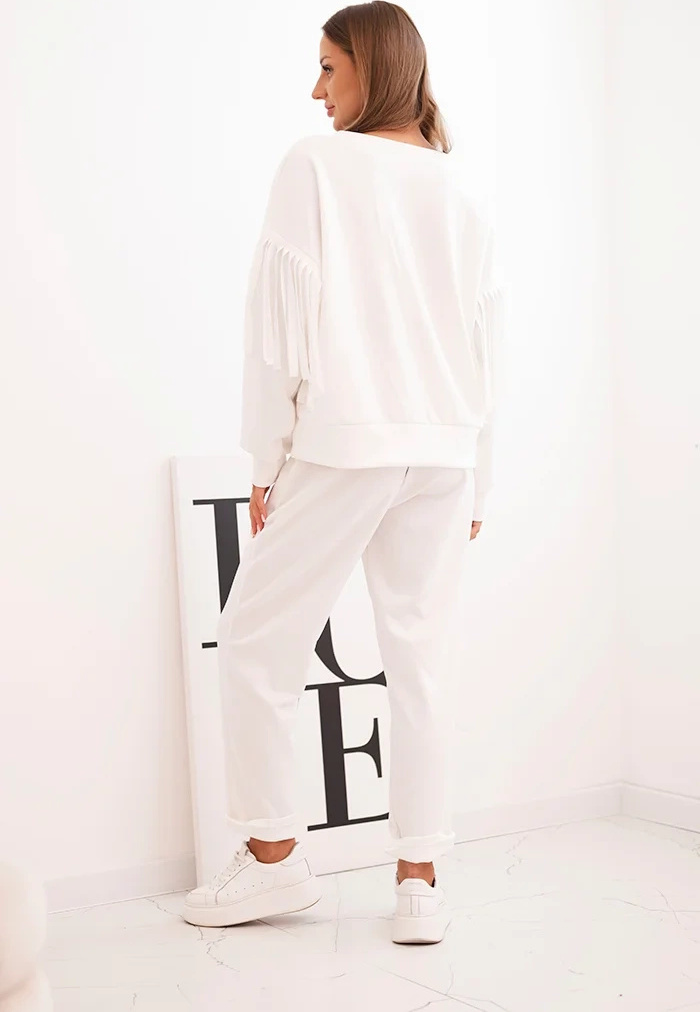 Kesi Krémszínű női viszkóz melegítő S rojtos ujjakkal