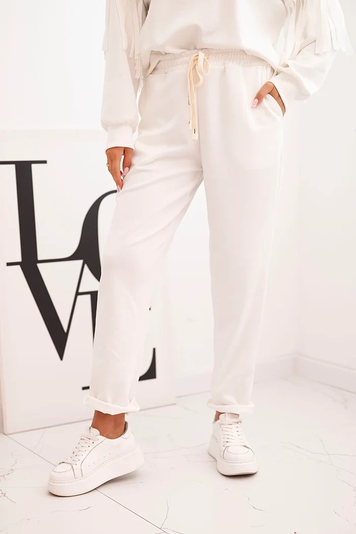 Kesi Krémszínű női viszkóz melegítő S rojtos ujjakkal