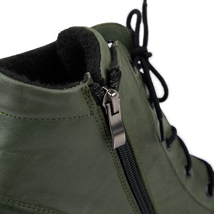 Vlnka Zoe női bőr csizma gyapjú filccel, zöld felnőtt cipő