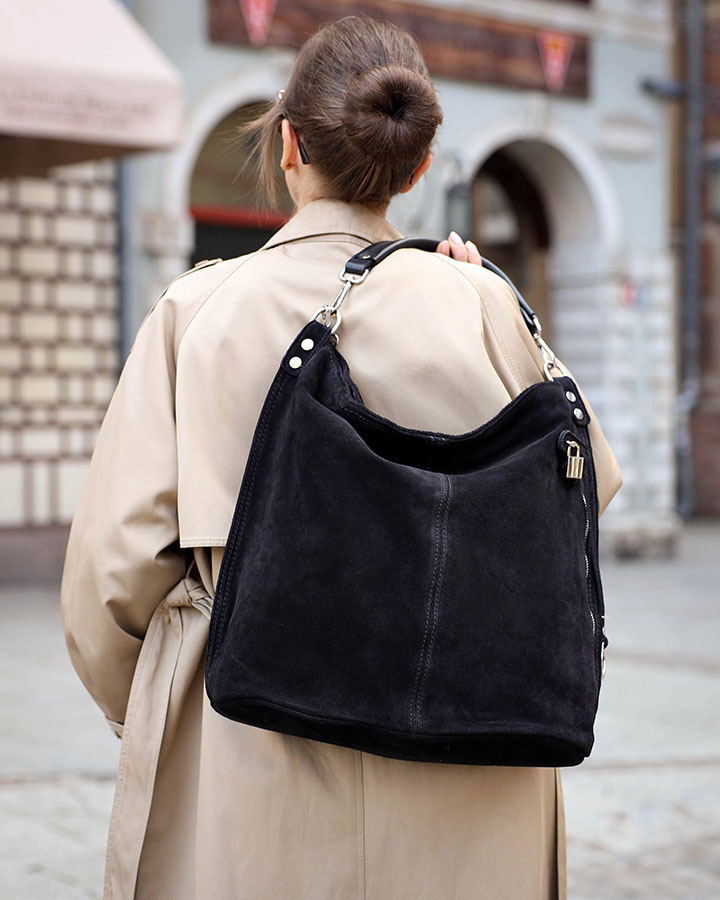 BASIC MAZZINI - Fekete női bőr kézitáska (s92aa)