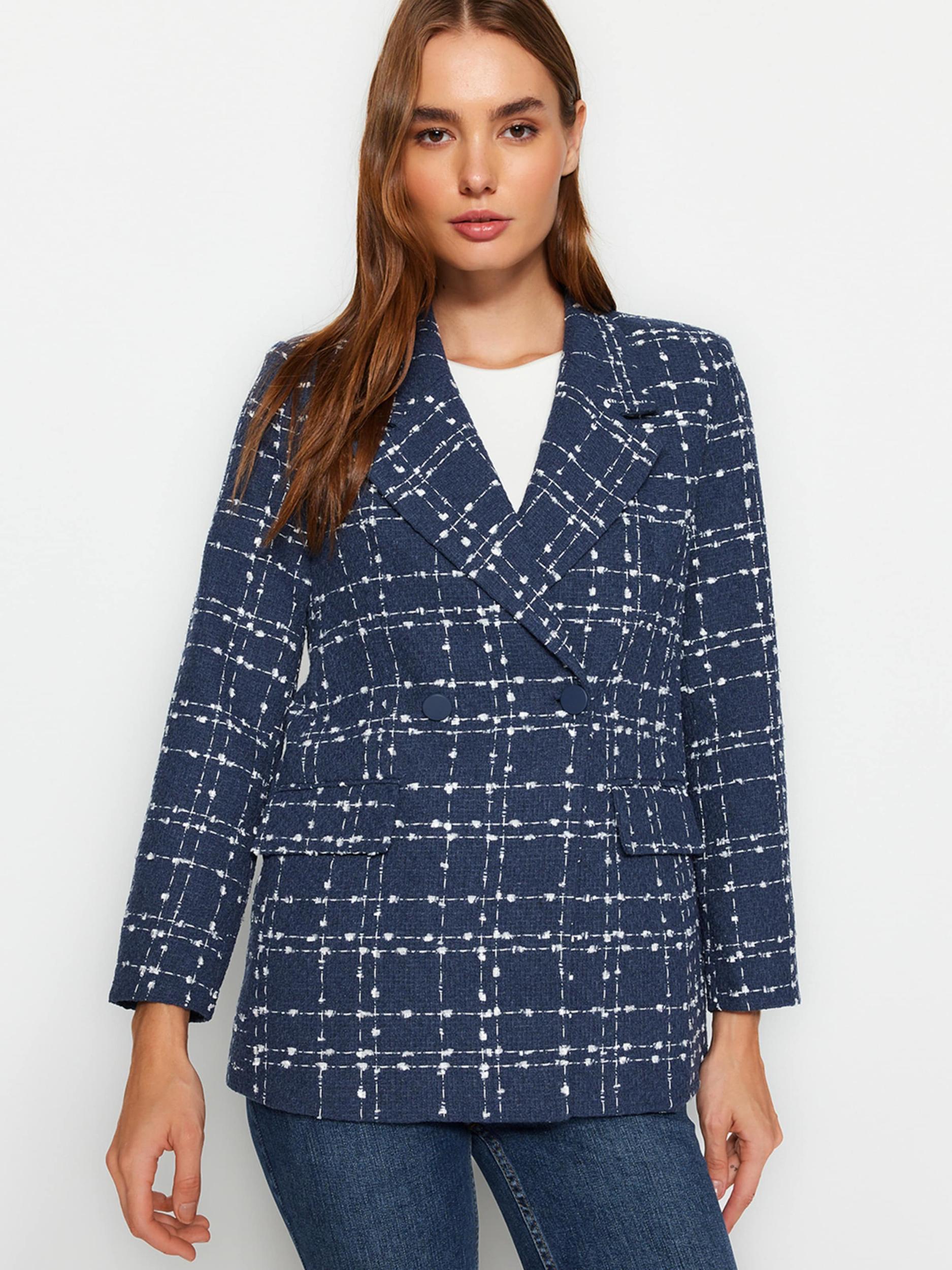 Trendyol Blézer indigó / fehér