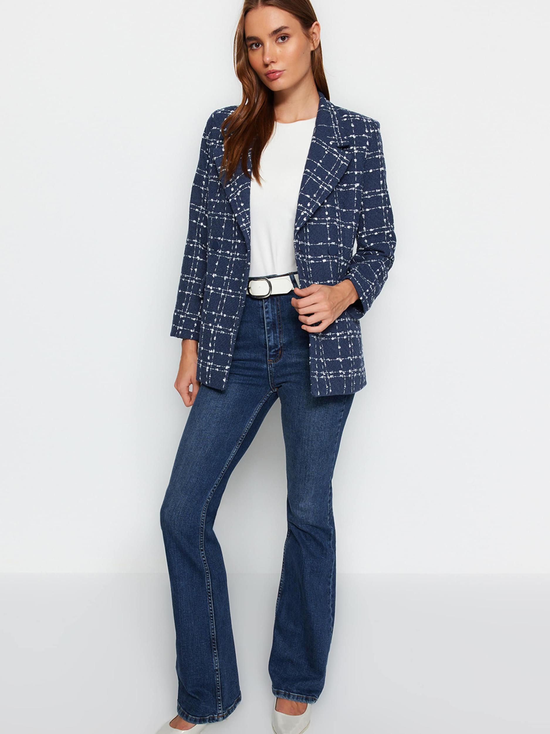 Trendyol Blézer indigó / fehér