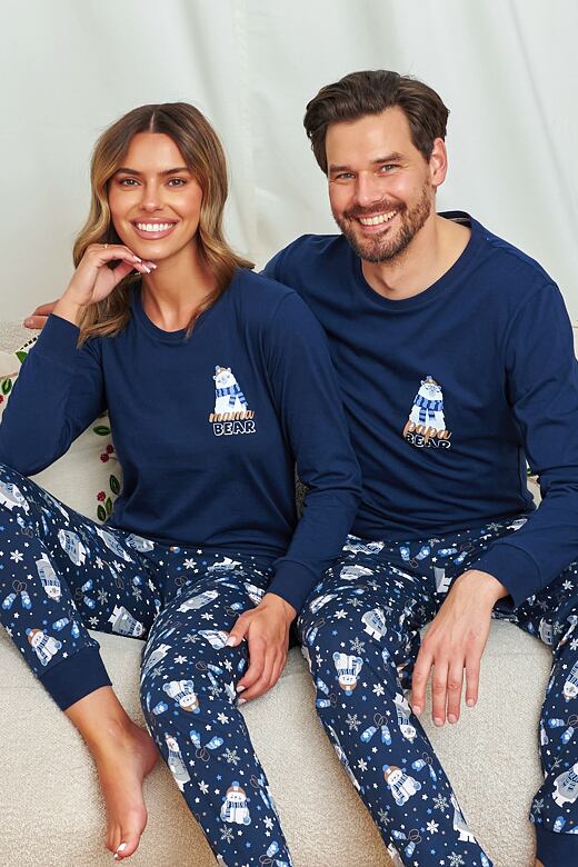 DN Nightwear Papa Bear férfi pizsama, sötétkék