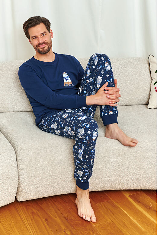 DN Nightwear Papa Bear férfi pizsama, sötétkék