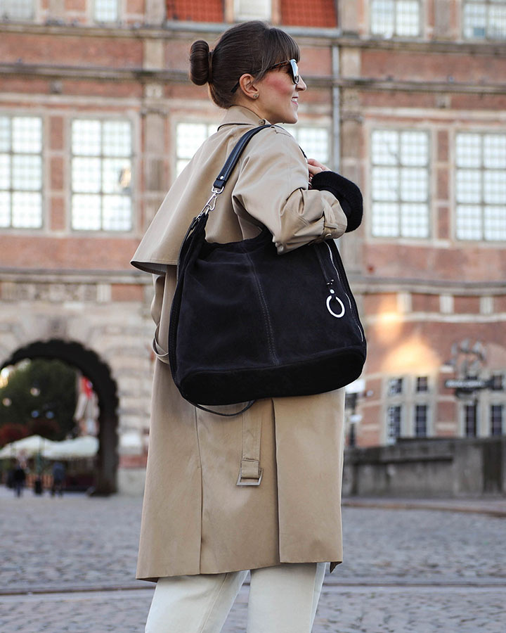 BASIC MAZZINI - Fekete női bőr kézitáska (s92aa)