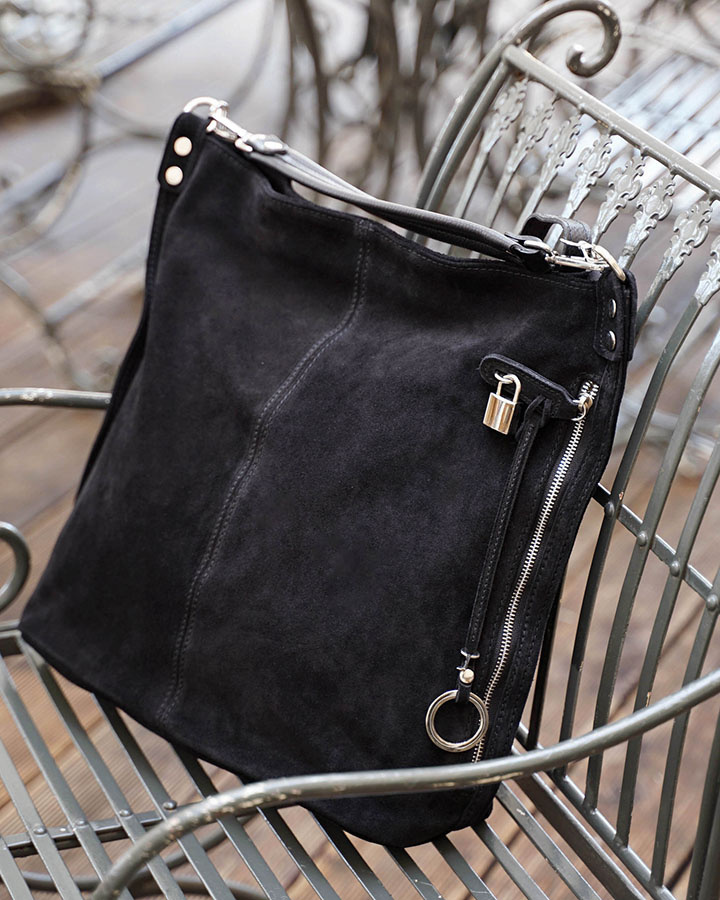 BASIC MAZZINI - Fekete női bőr kézitáska (s92aa)