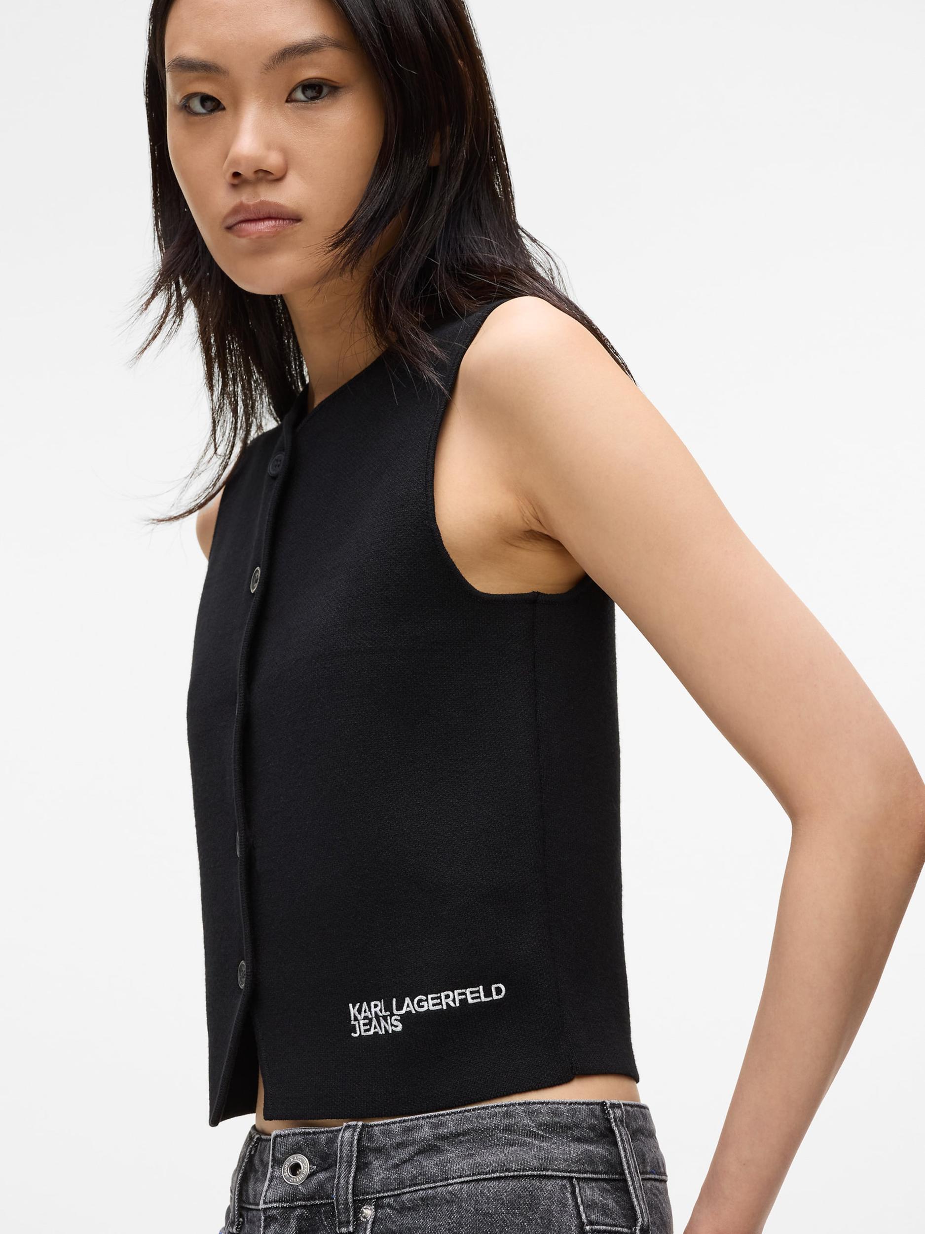 KARL LAGERFELD JEANS Kötött mellény fekete / fehér