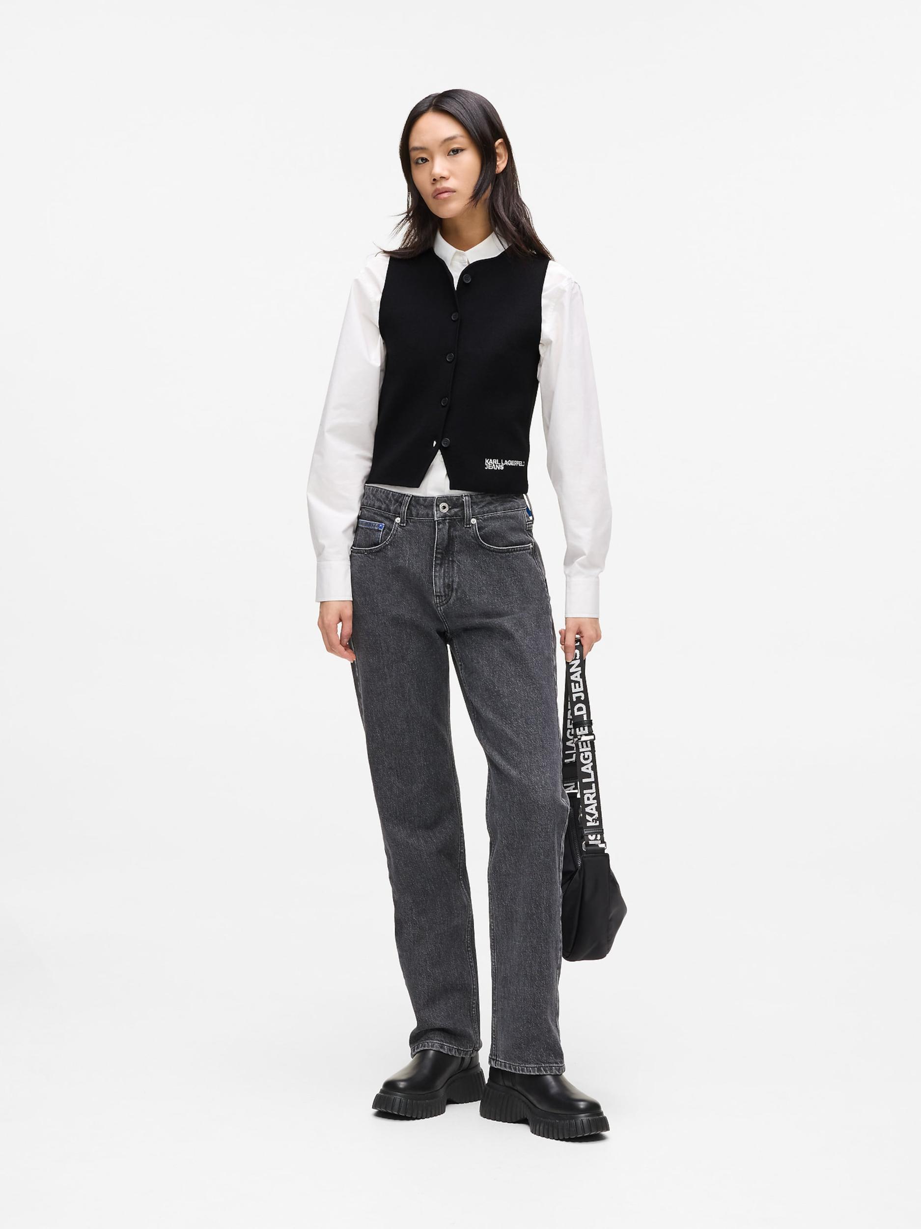 KARL LAGERFELD JEANS Kötött mellény fekete / fehér