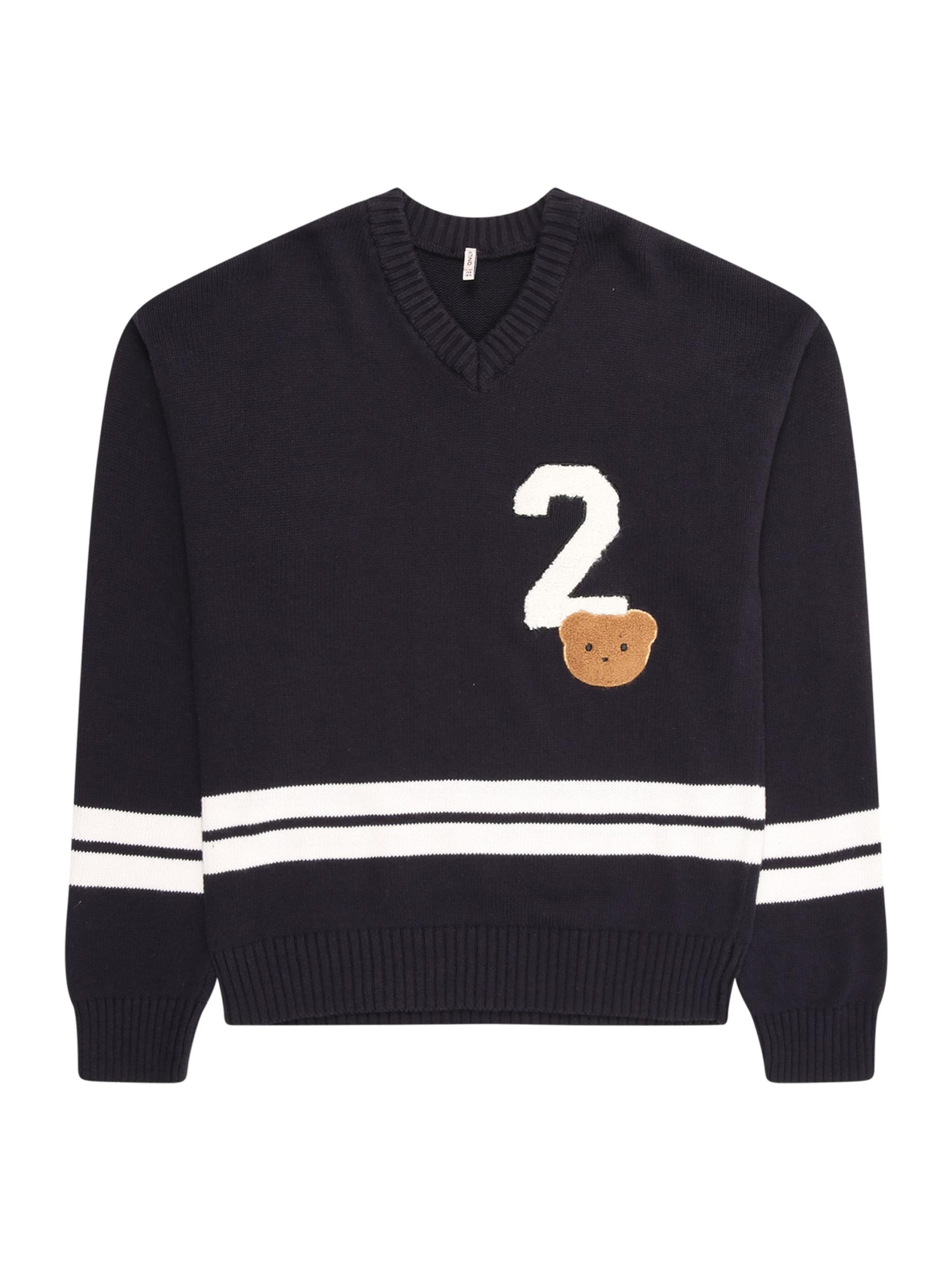 ONLY GIRLS Pulóver 'KOGJANNY' bézs / éjkék / fehér