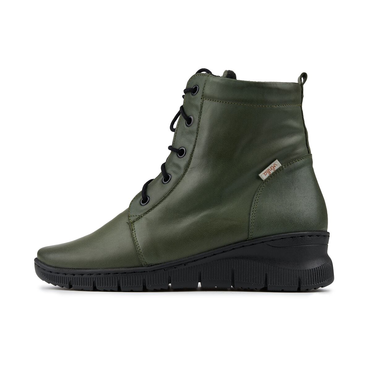 Vlnka Zoe női bőr csizma gyapjú filccel, zöld felnőtt cipő