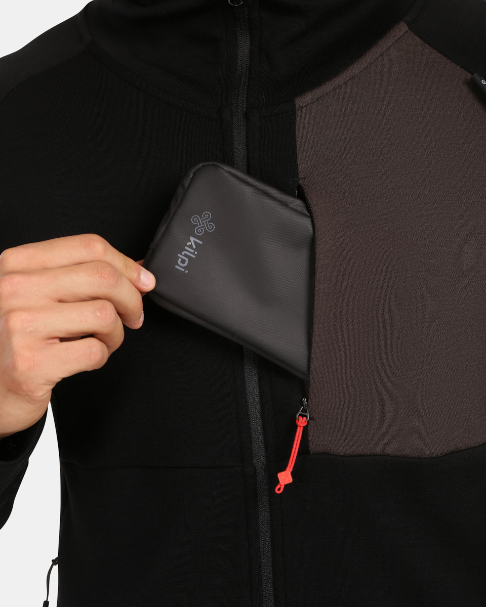 Férfi merinógyapjú pulóver kapucnival Kilpi MERINI-M fekete