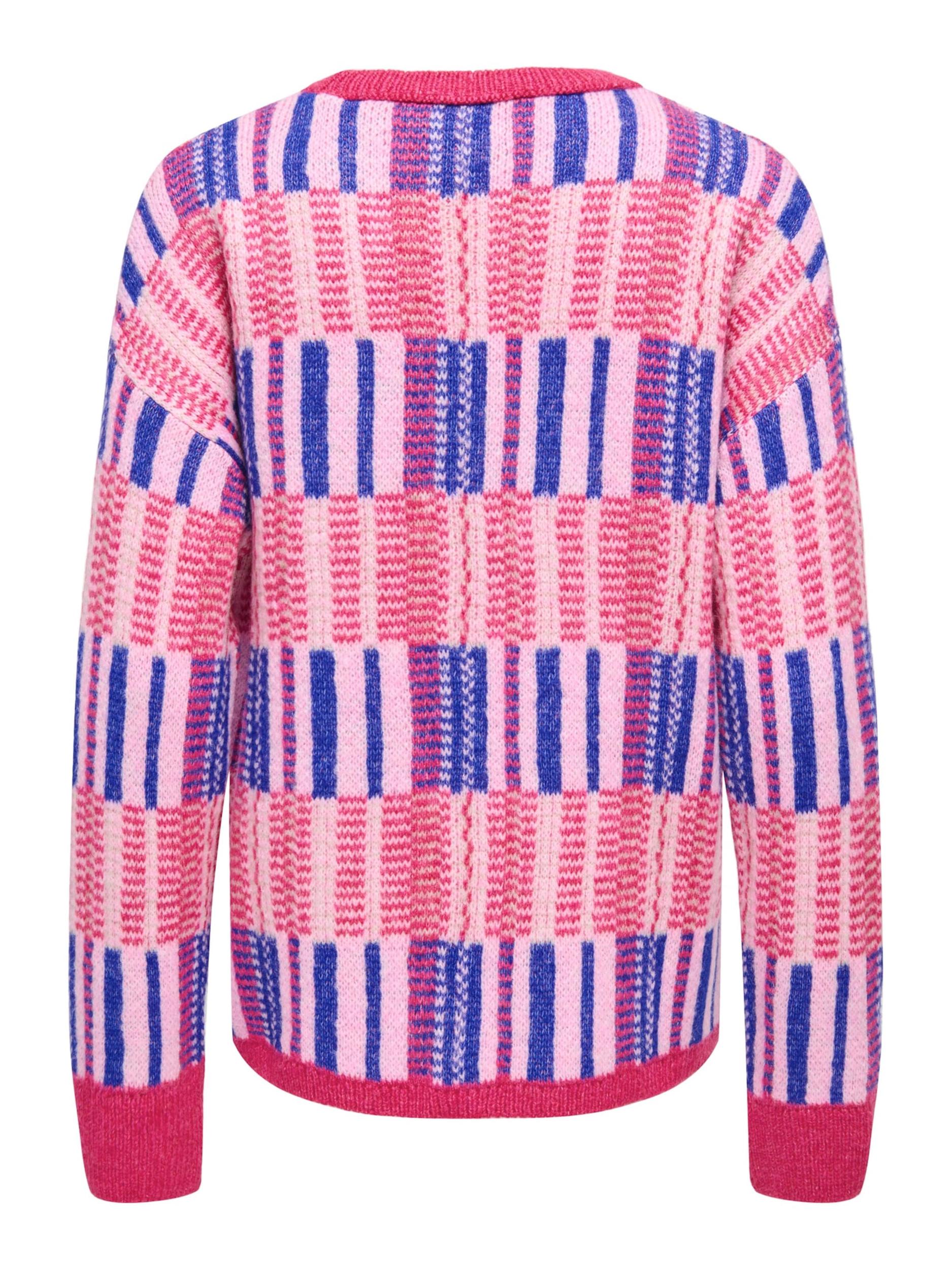 ONLY Pulóver 'ONLIRIS' királykék / rózsaszín / világos-rózsaszín