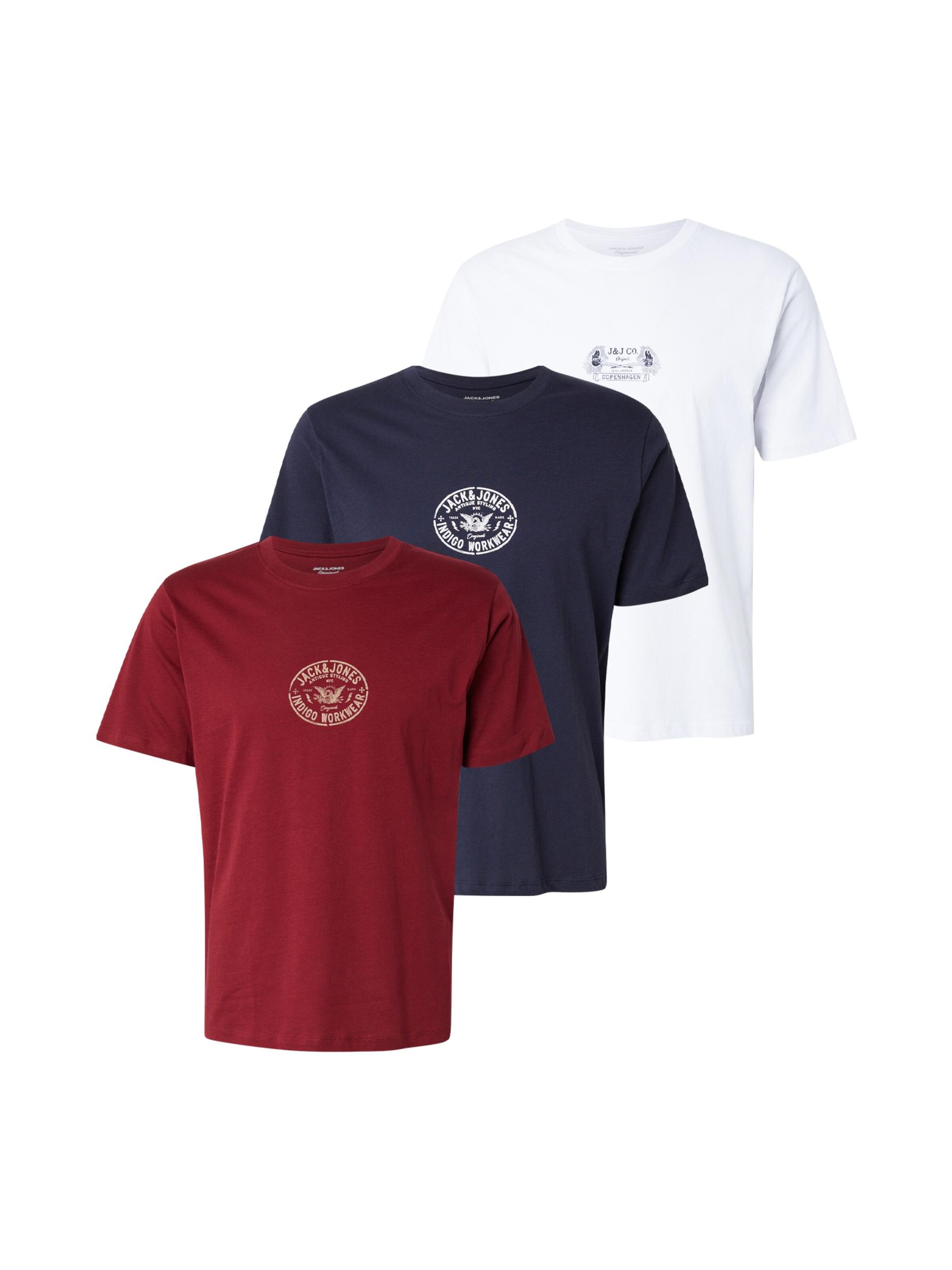 JACK & JONES Póló 'JORRETRO' tengerészkék / piros / fehér