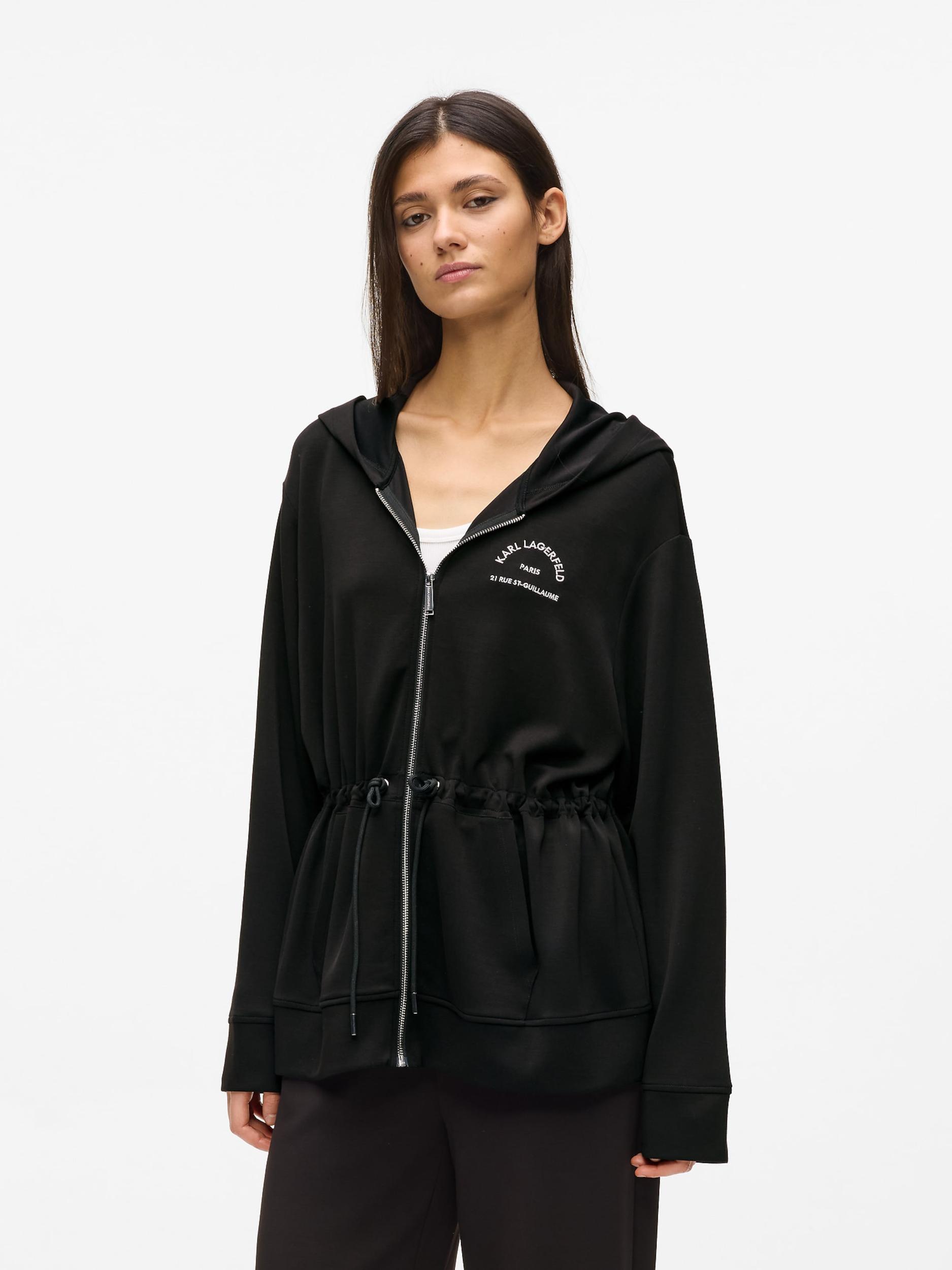 Karl Lagerfeld Tréning dzseki 'Rue St-Guillaume' fekete / fehér