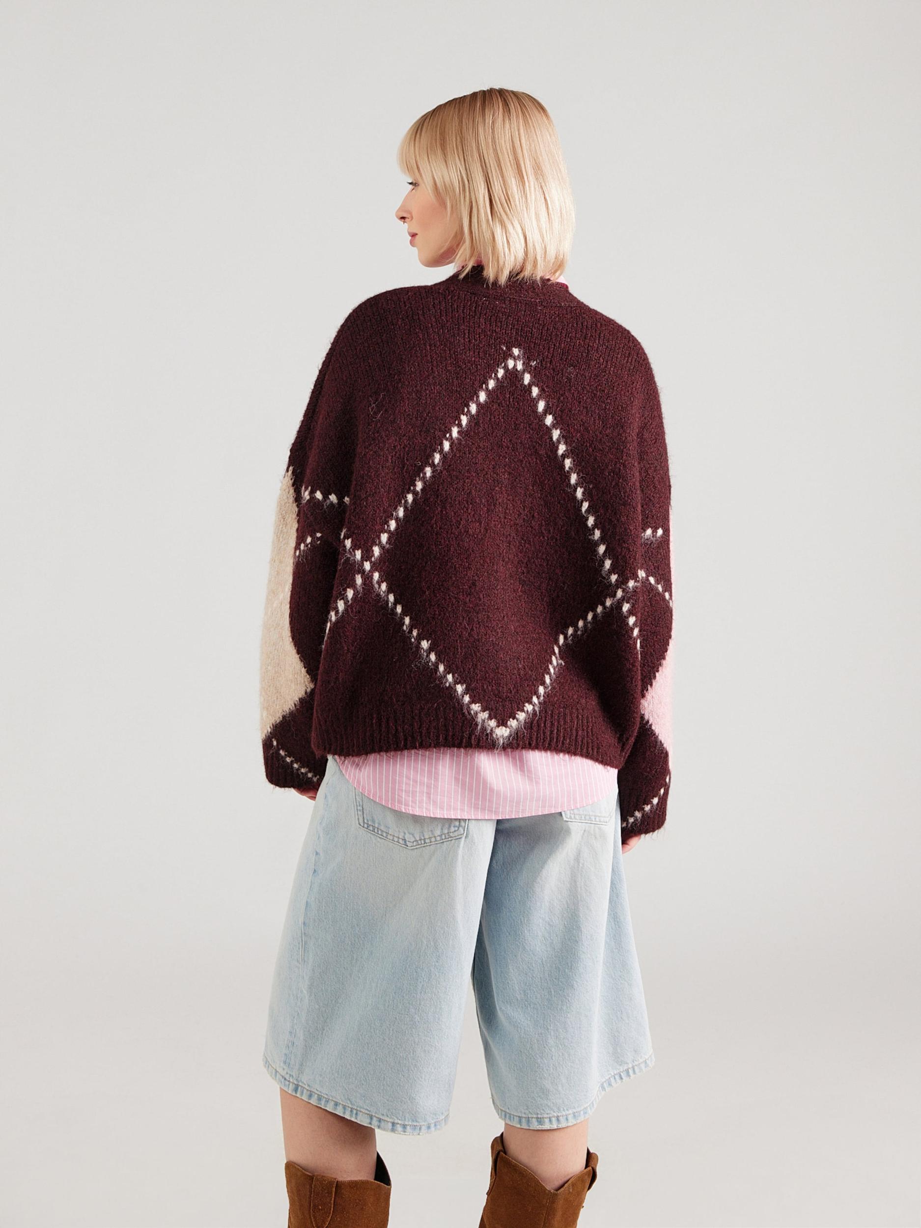 Noella Kardigán 'Laiana' rózsaszín / borvörös / fehér