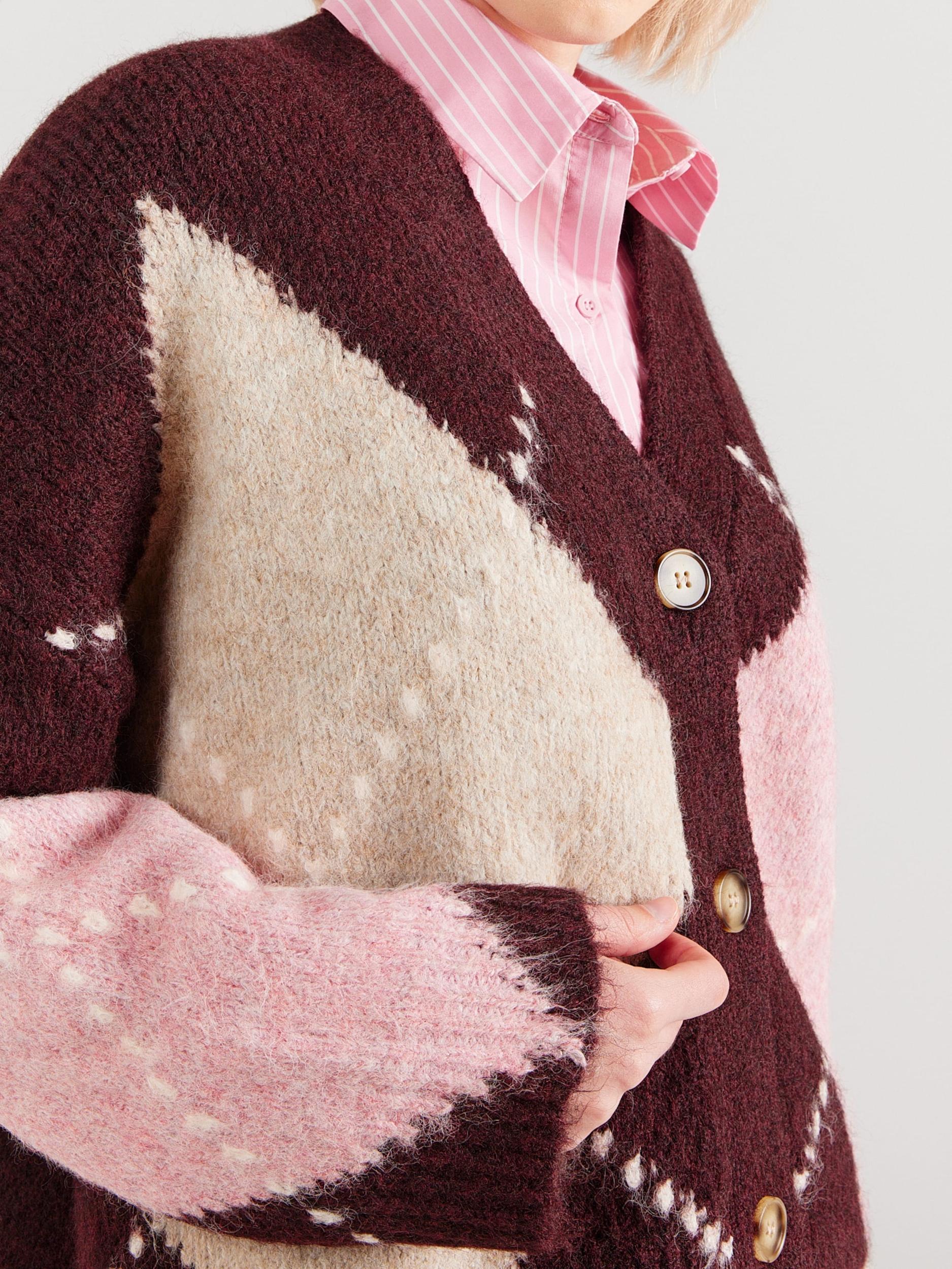 Noella Kardigán 'Laiana' rózsaszín / borvörös / fehér