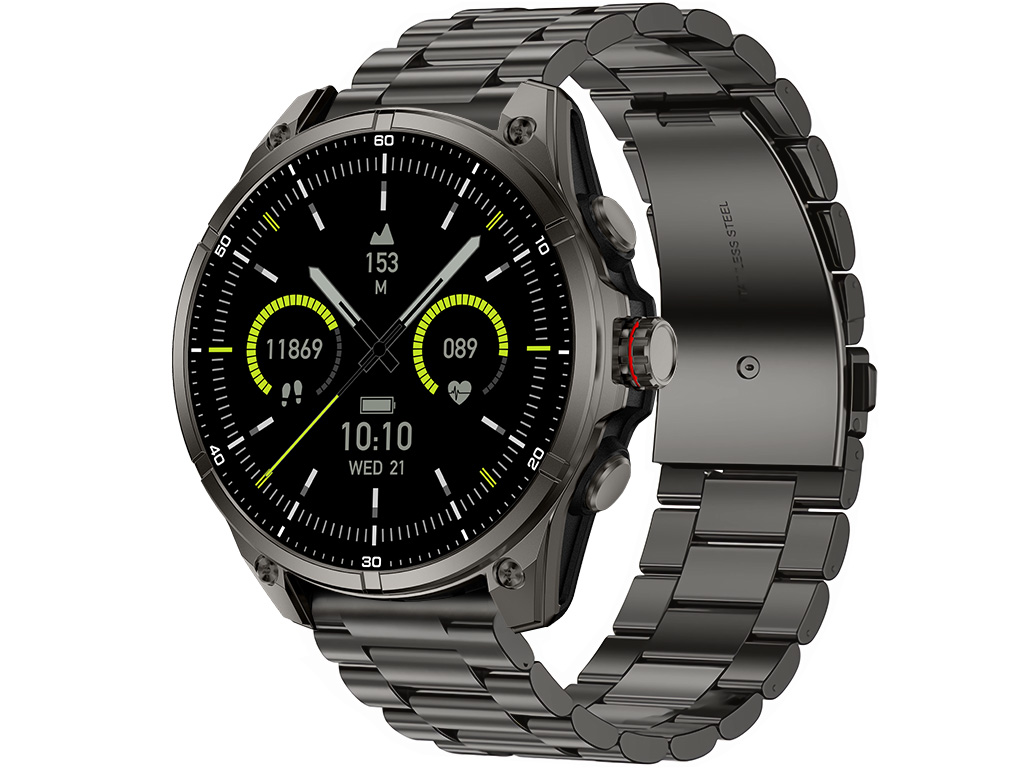 Madvell Onyx 3 GPS-szel fekete okosóra fém szíjjal + szilikon szíjjal