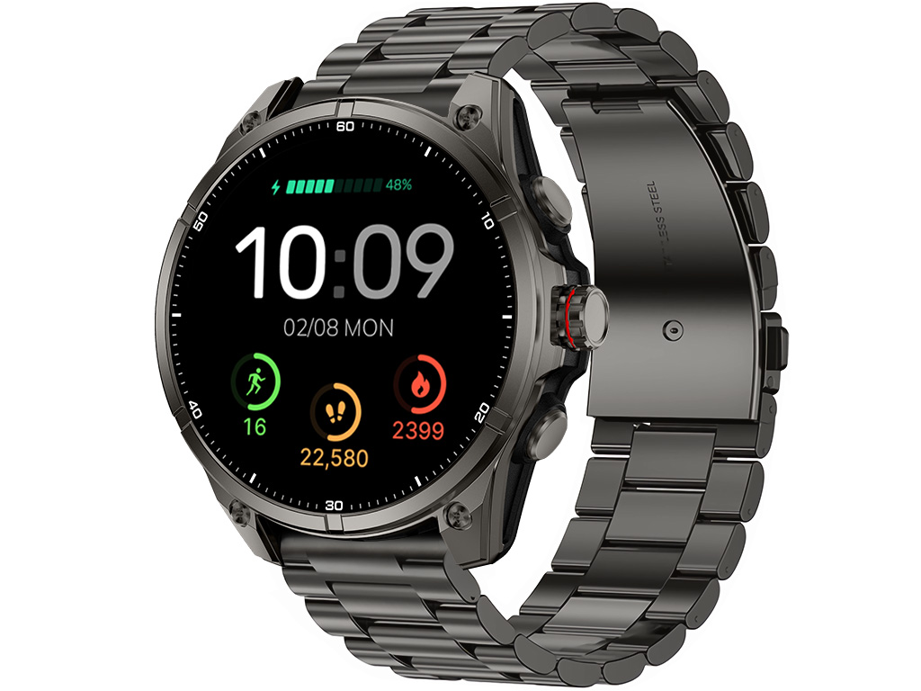 Madvell Onyx 3 GPS-szel fekete okosóra fém szíjjal + szilikon szíjjal