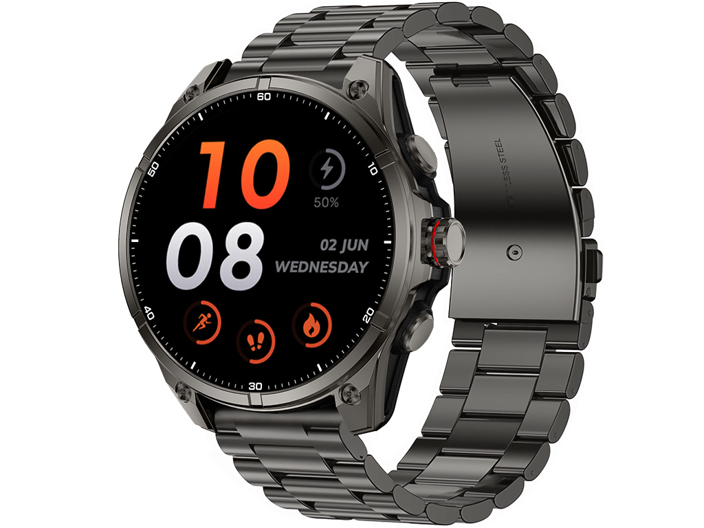 Madvell Onyx 3 GPS-szel fekete okosóra fém szíjjal + szilikon szíjjal