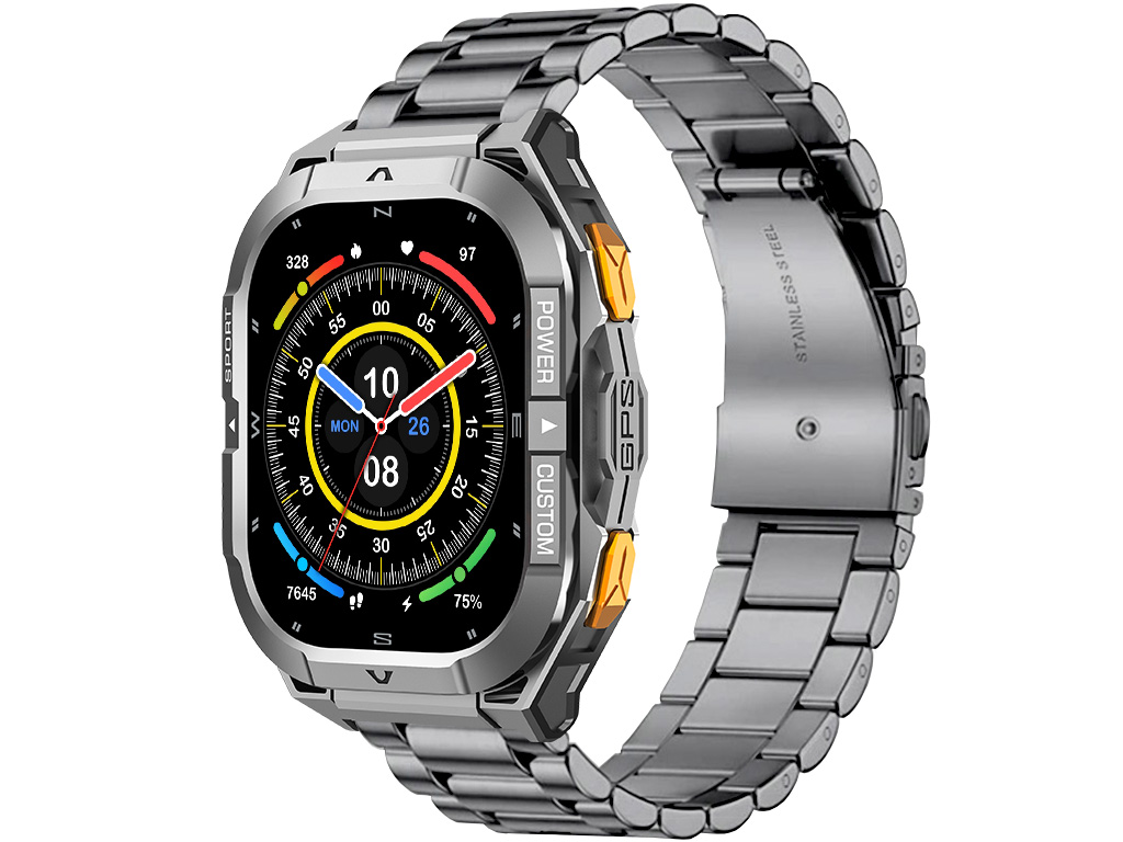 Madvell Frontier 3 GPS-szel űrszürke okosóra fém szíjjal + szilikon szíjjal