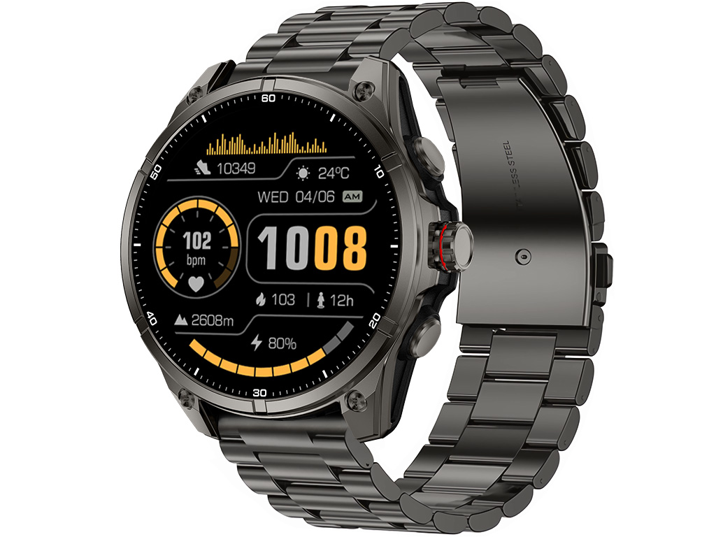 Madvell Onyx 3 GPS-szel fekete okosóra fém szíjjal + szilikon szíjjal