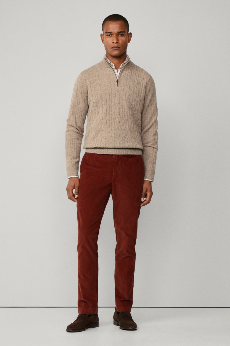 PULÓVER HACKETT LONDON LAMBSWOOL CABLE HZIP