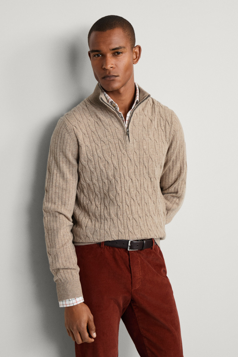 PULÓVER HACKETT LONDON LAMBSWOOL CABLE HZIP