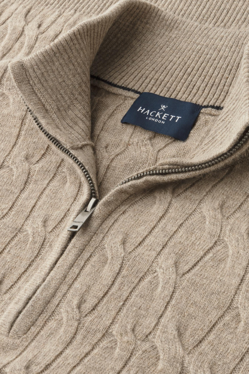 PULÓVER HACKETT LONDON LAMBSWOOL CABLE HZIP