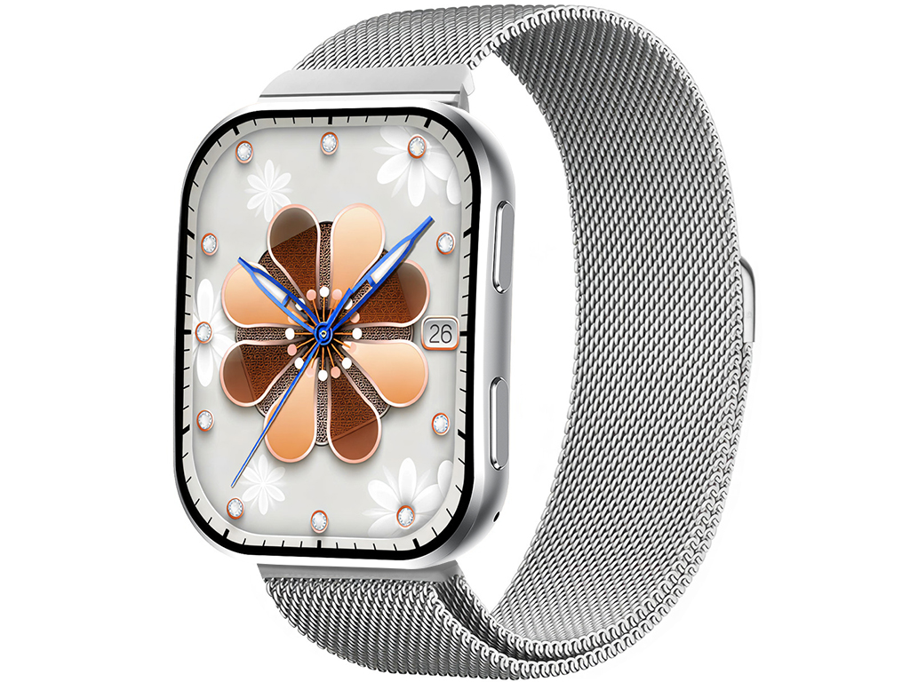 Madvell Venezia ezüst okosóra fém szíjjal + szilikon szíjjal