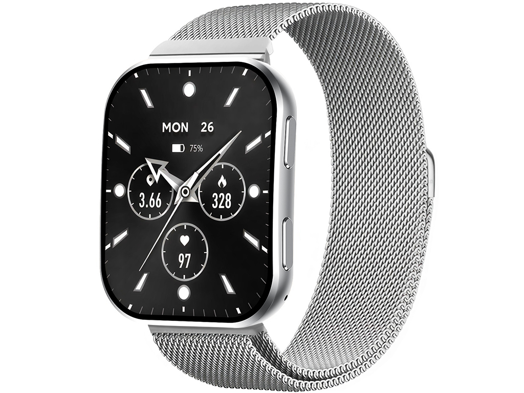 Madvell Venezia ezüst okosóra fém szíjjal + szilikon szíjjal