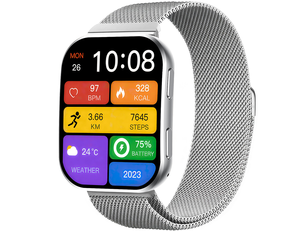 Madvell Venezia ezüst okosóra fém szíjjal + szilikon szíjjal