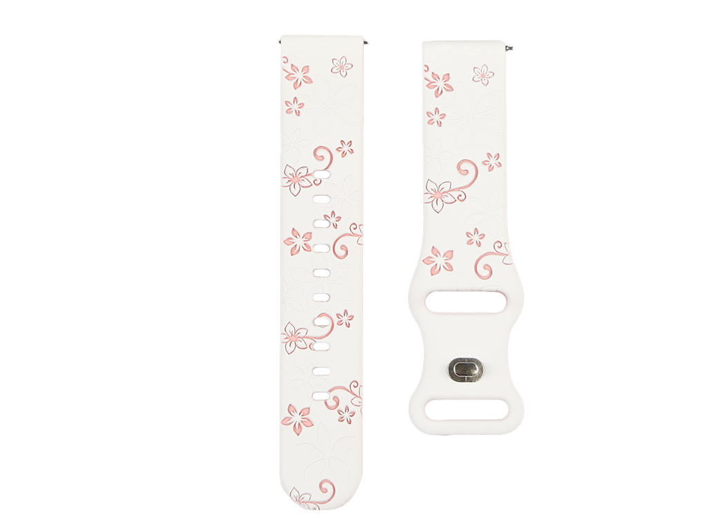 Madvell Szilikon szíj Virágok fehér és rózsaszín színben 22mm