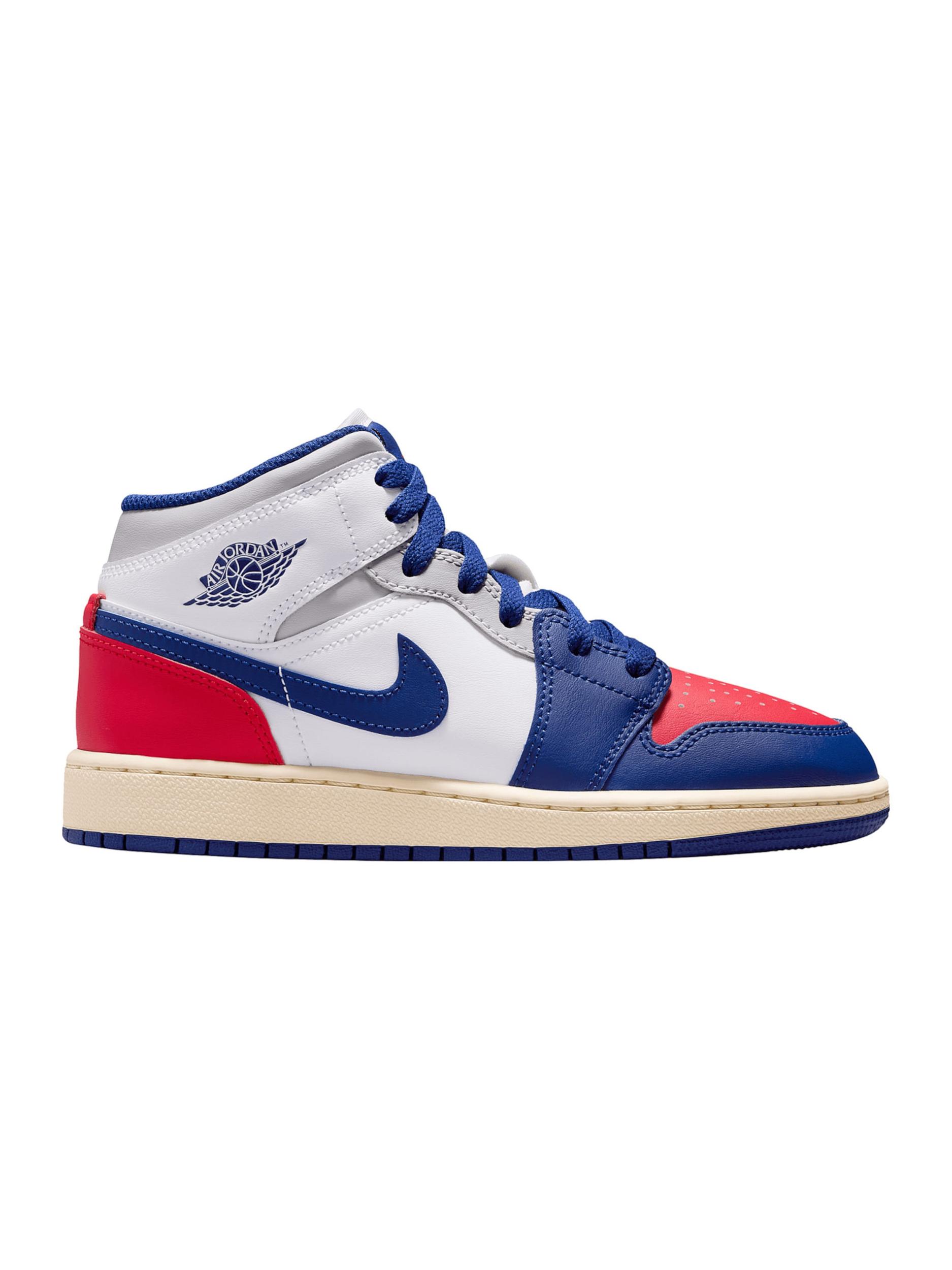 Jordan Sportcipő 'Air Jordan 1' kék / világosszürke / piros / fehér