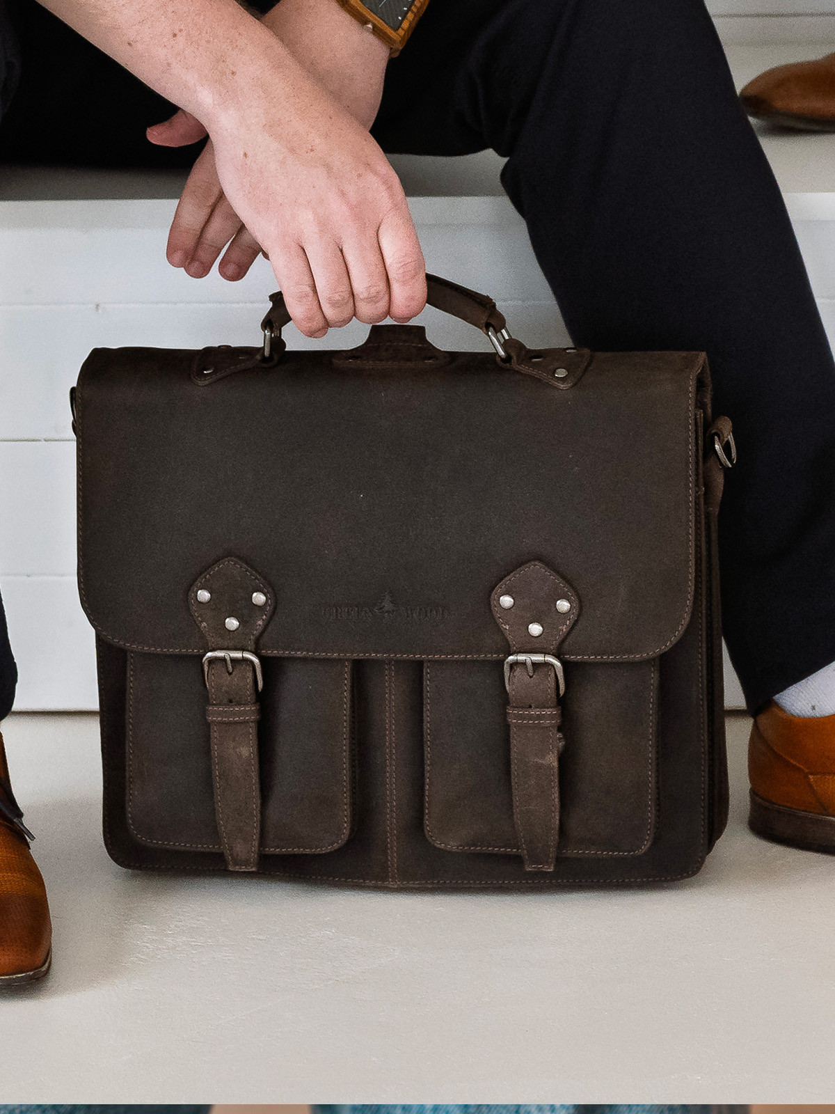 Férfi bőr aktatáska Greenwood Celestin - barna