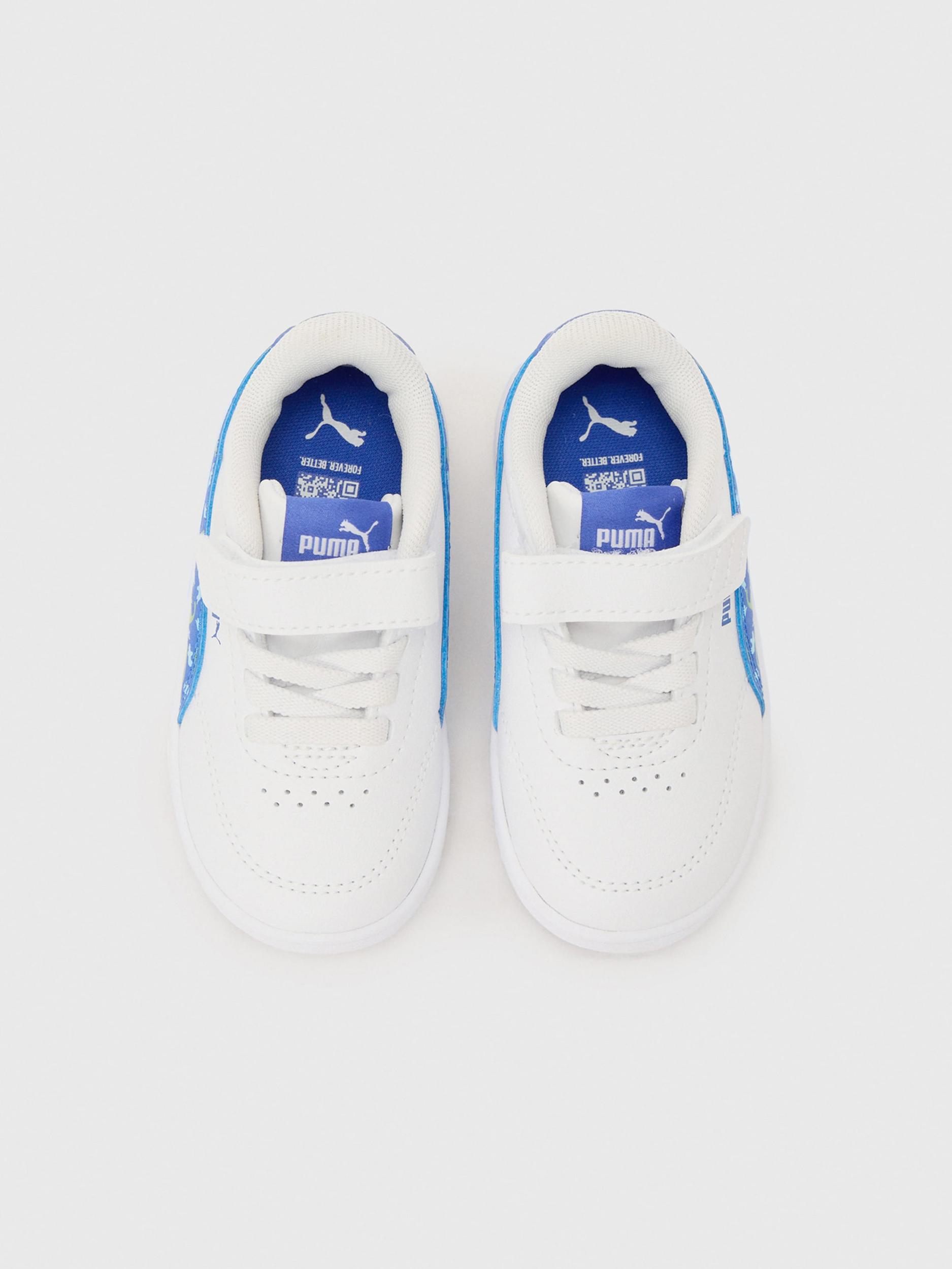 PUMA Sportcipő 'Court Classic Clean Dino A' kék / világoskék / zöld / fehér