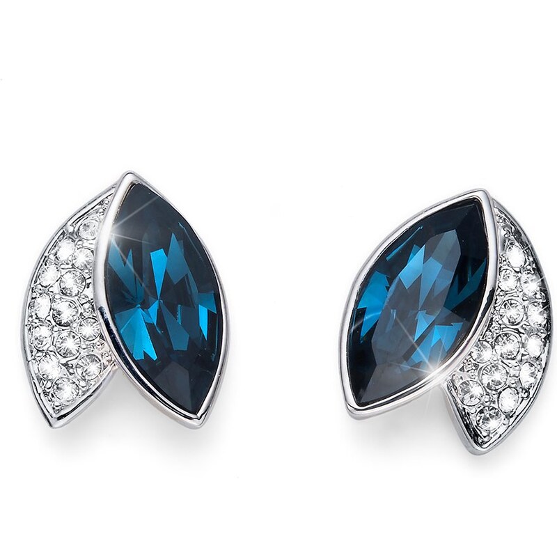 Fülbevaló Swarovski kristályokkal Oliver Weber Leaf blue
