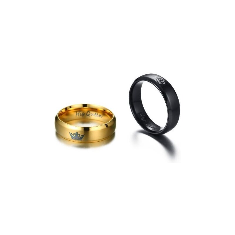 Ékszerkirály Női karikagyűrű, koronás, nemesacél, arany, 7-es méret