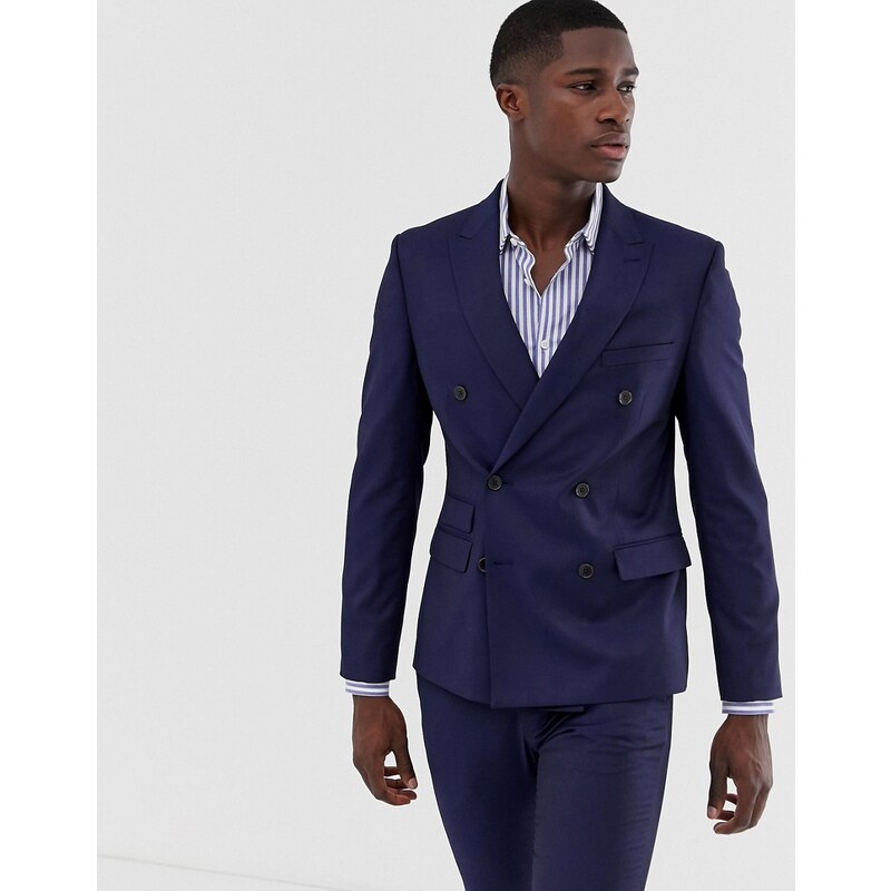 MOSS BROS Moss London slim fit double breasted suit jacket with stretch in navy GLAMI.hu