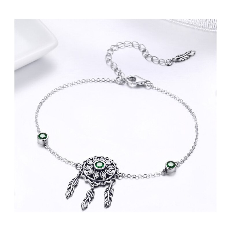 EdenBoutique Dream Catcher zöld ezüst karkötő